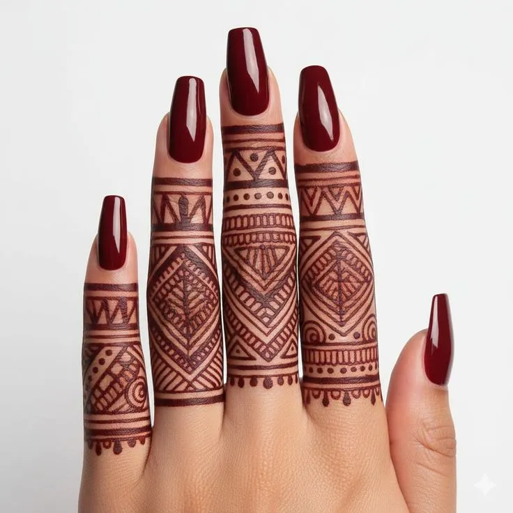 back finger mehndi design photo