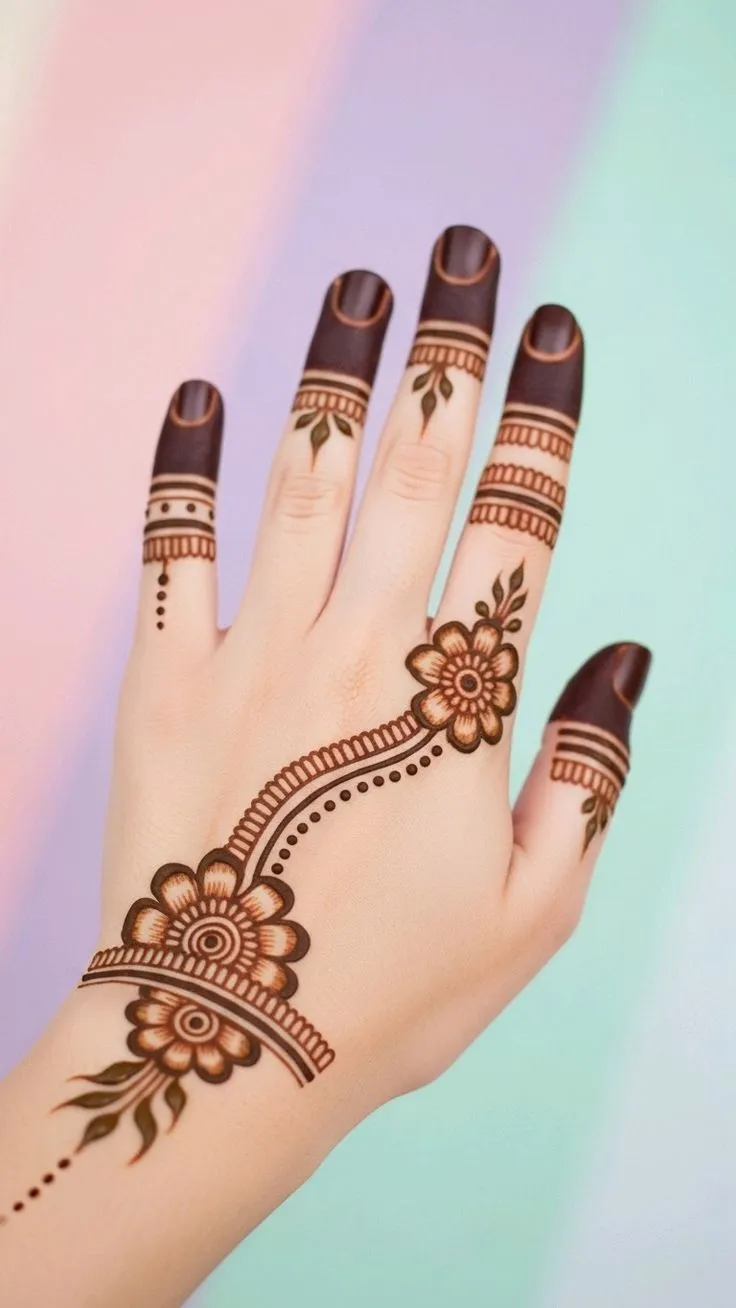 Back Hand Easy Mehndi Design Pics