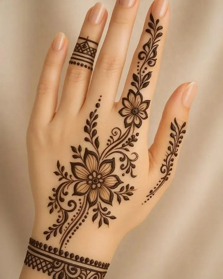 back side hand mehndi design