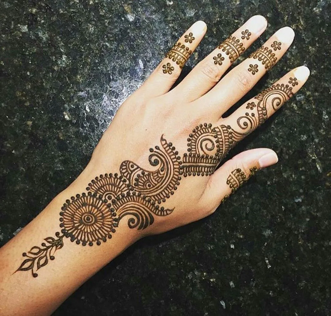 back side hand mehndi design image