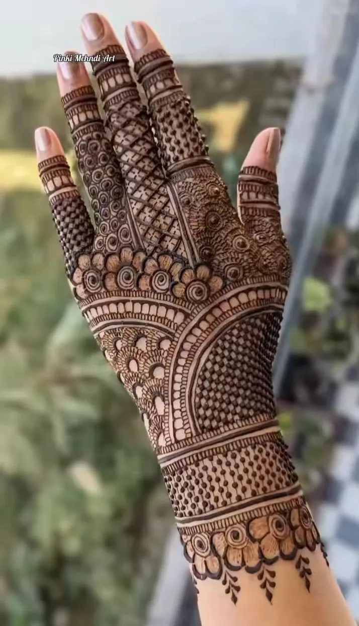 back side hand mehndi design photo