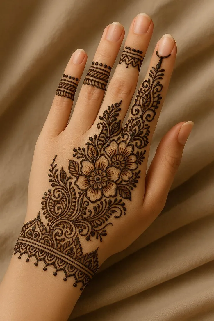 back side hand mehndi design photo