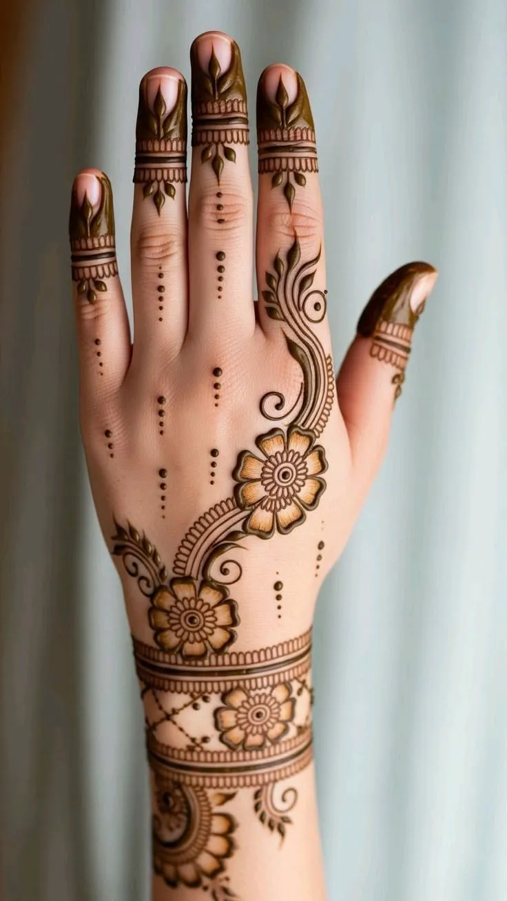 back side hand mehndi design pic