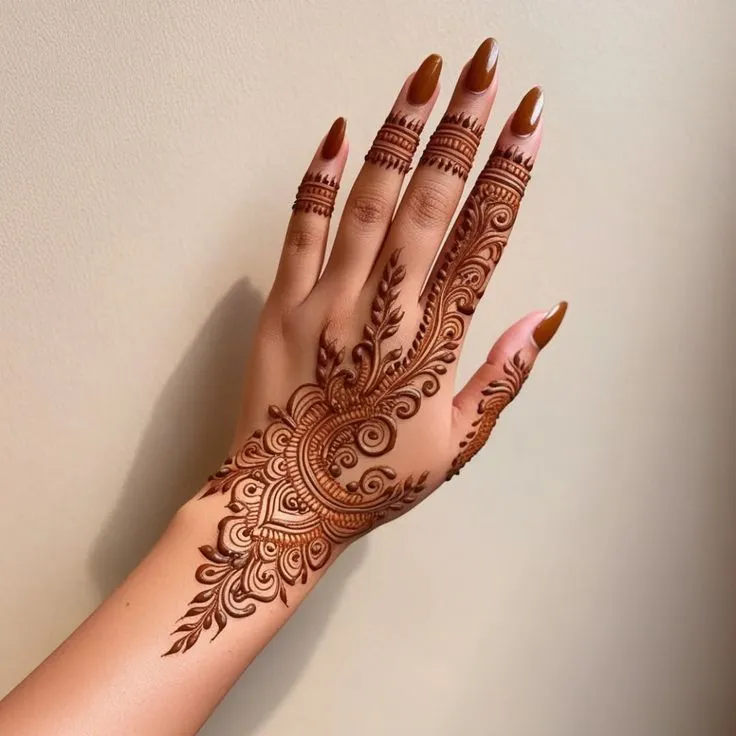 back side hand mehndi design pic