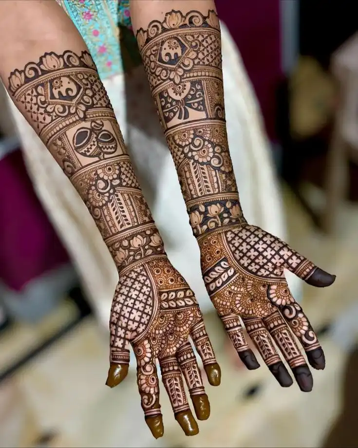 beautiful full hand mehndi design photo