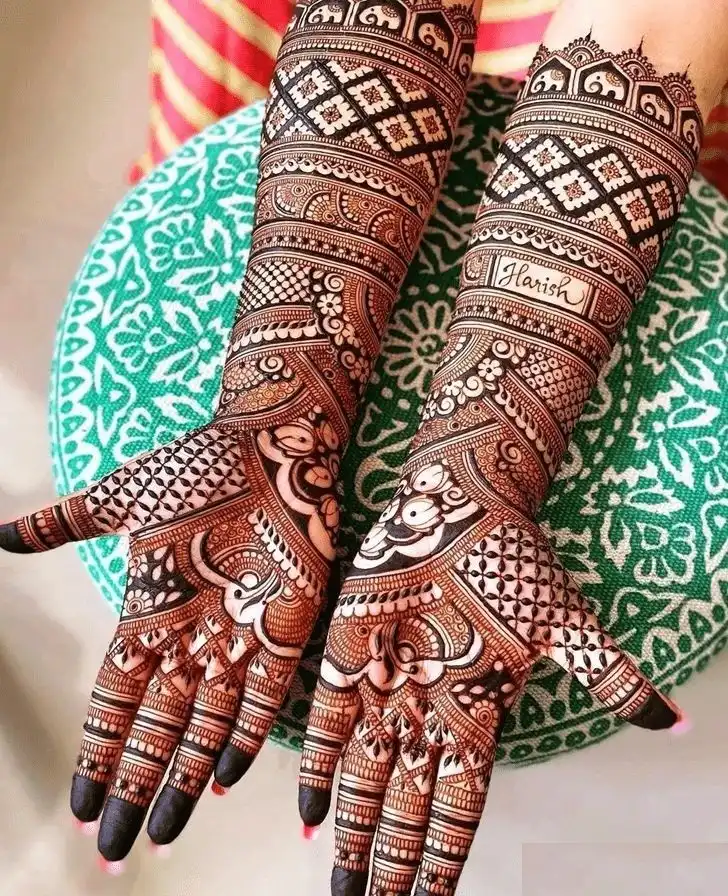 beautiful full hand mehndi design pic