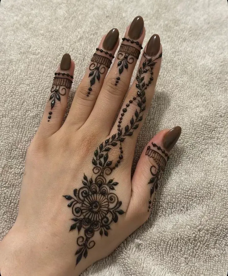 easy back hand mehndi design image