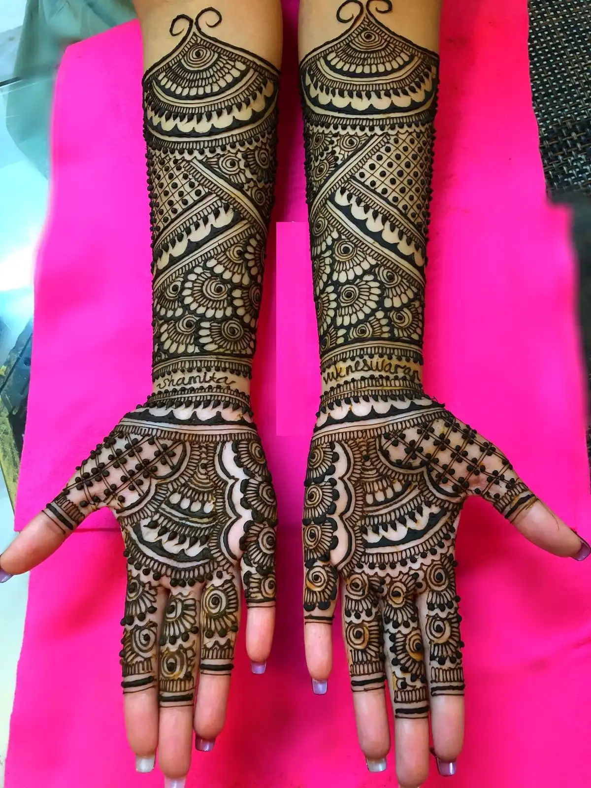 easy full hand mehndi designs image