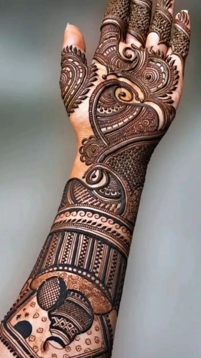 easy full hand mehndi designs pic