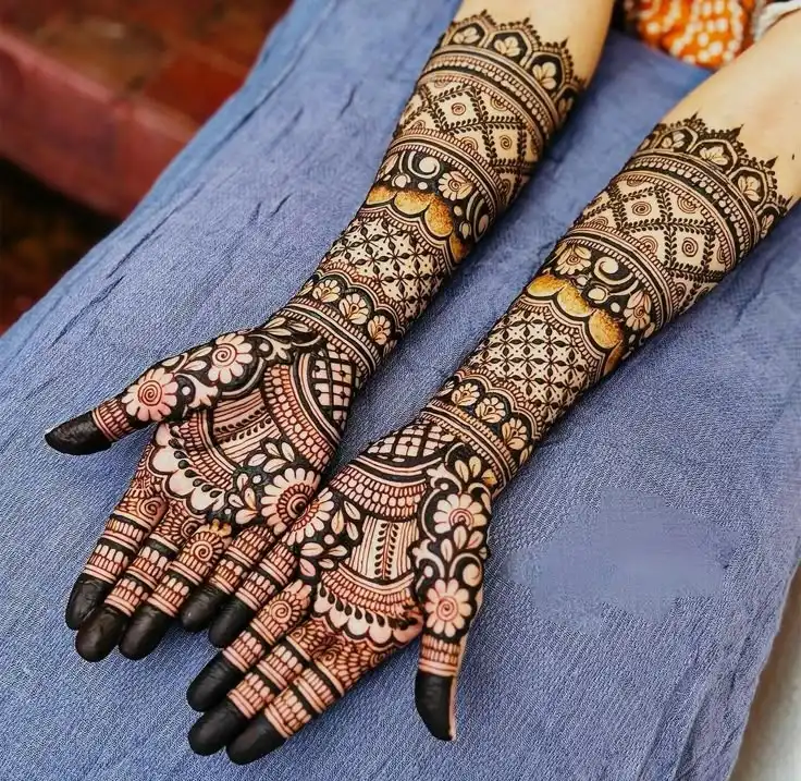 easy full hand mehndi designs pics