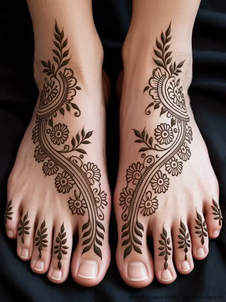 easy leg mehndi design pic