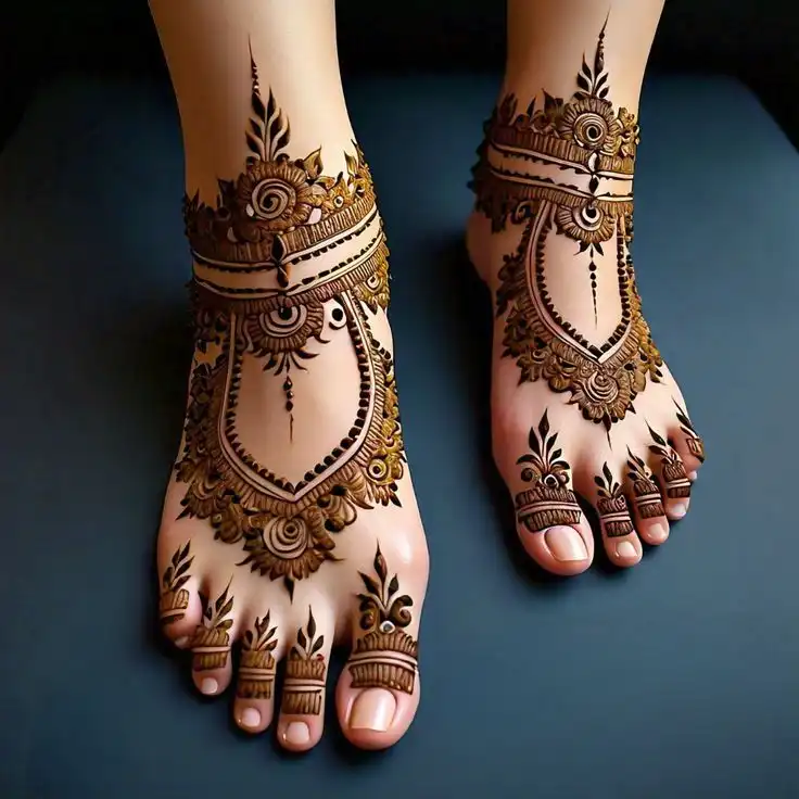 easy simple leg mehndi image