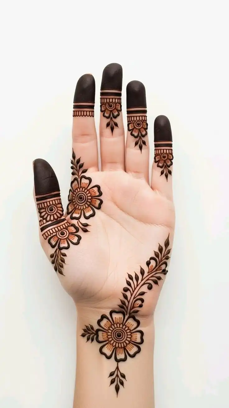 front hand mehndi design easy