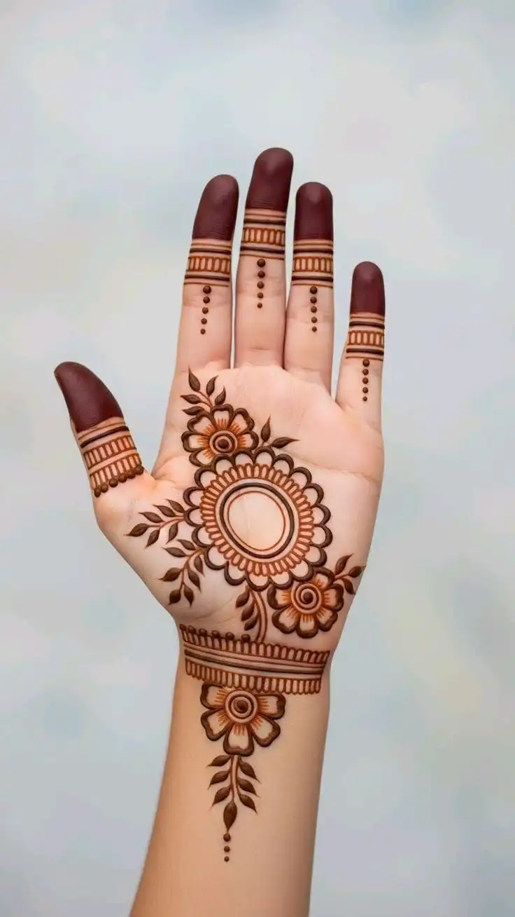 front hand mehndi design easy