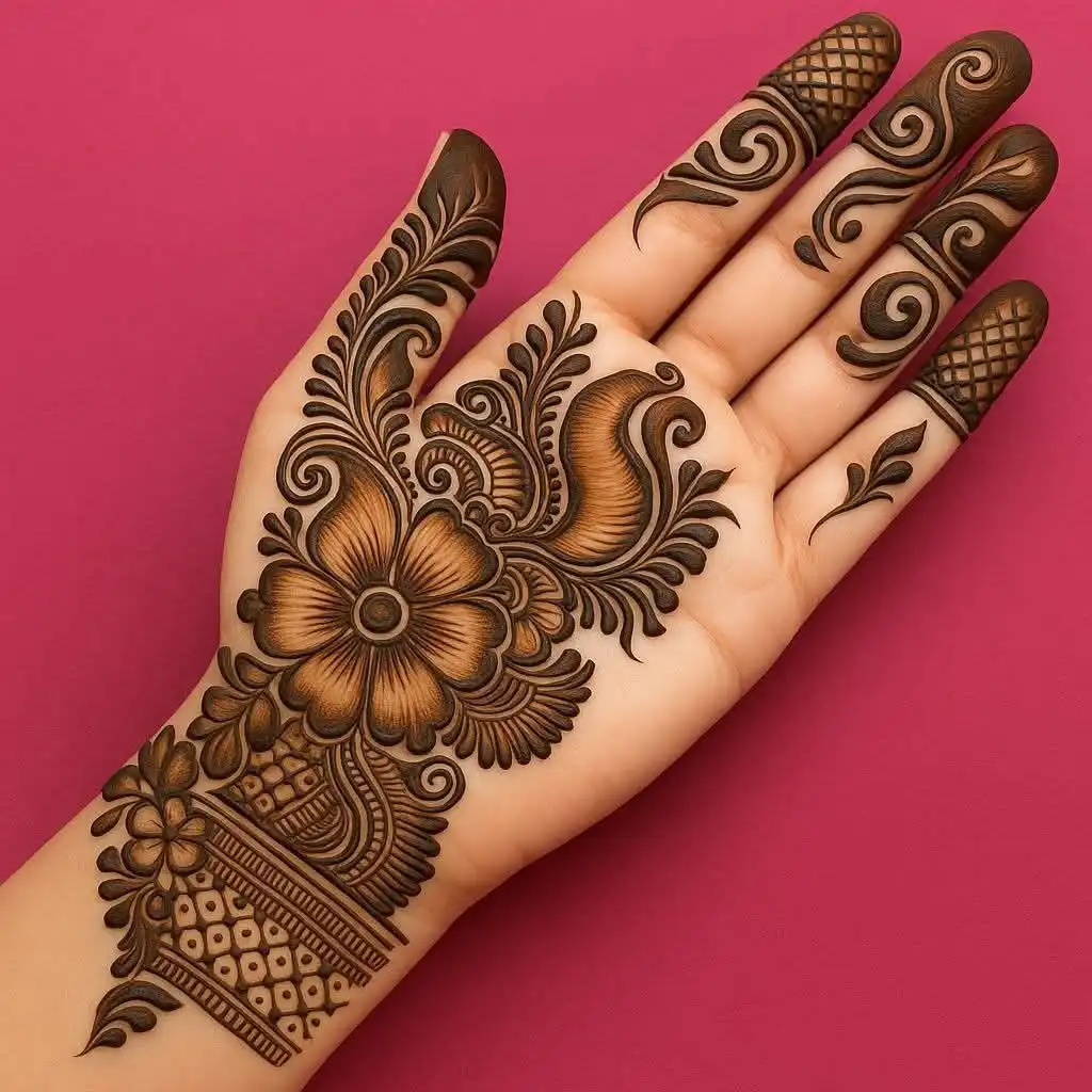 front hand mehndi design photo
