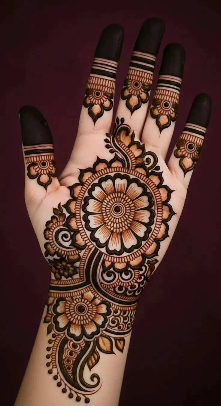 front hand mehndi design picture