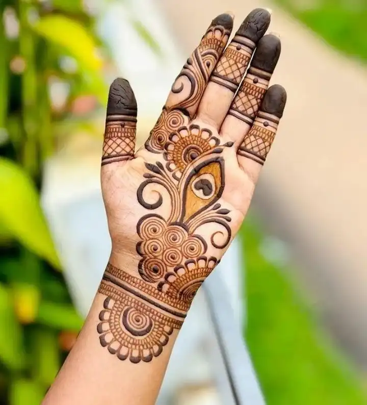 front hand mehndi design simple