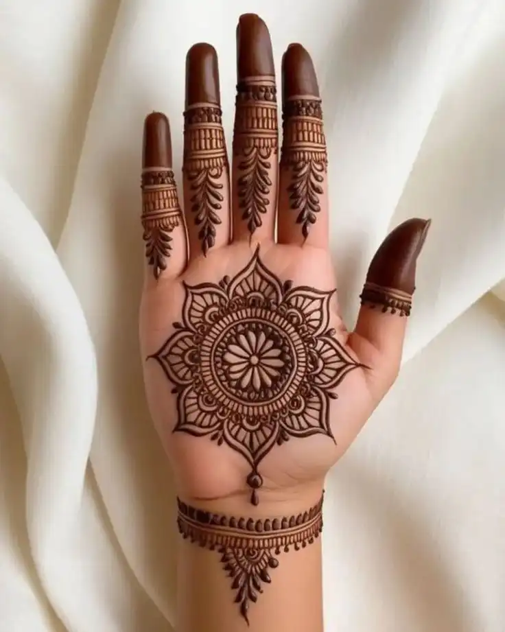 front hand mehndi design simple