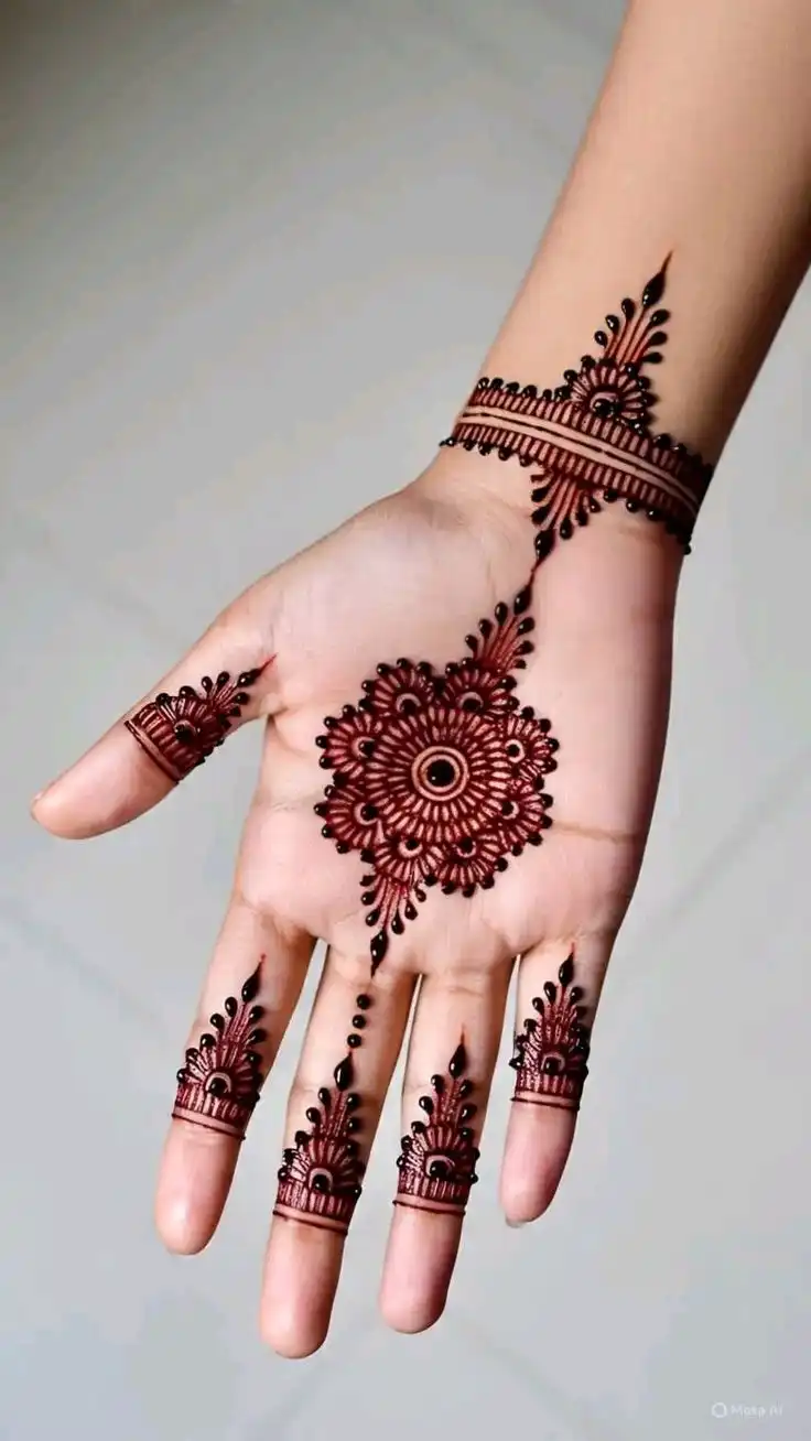 front hand mehndi design simple and easy