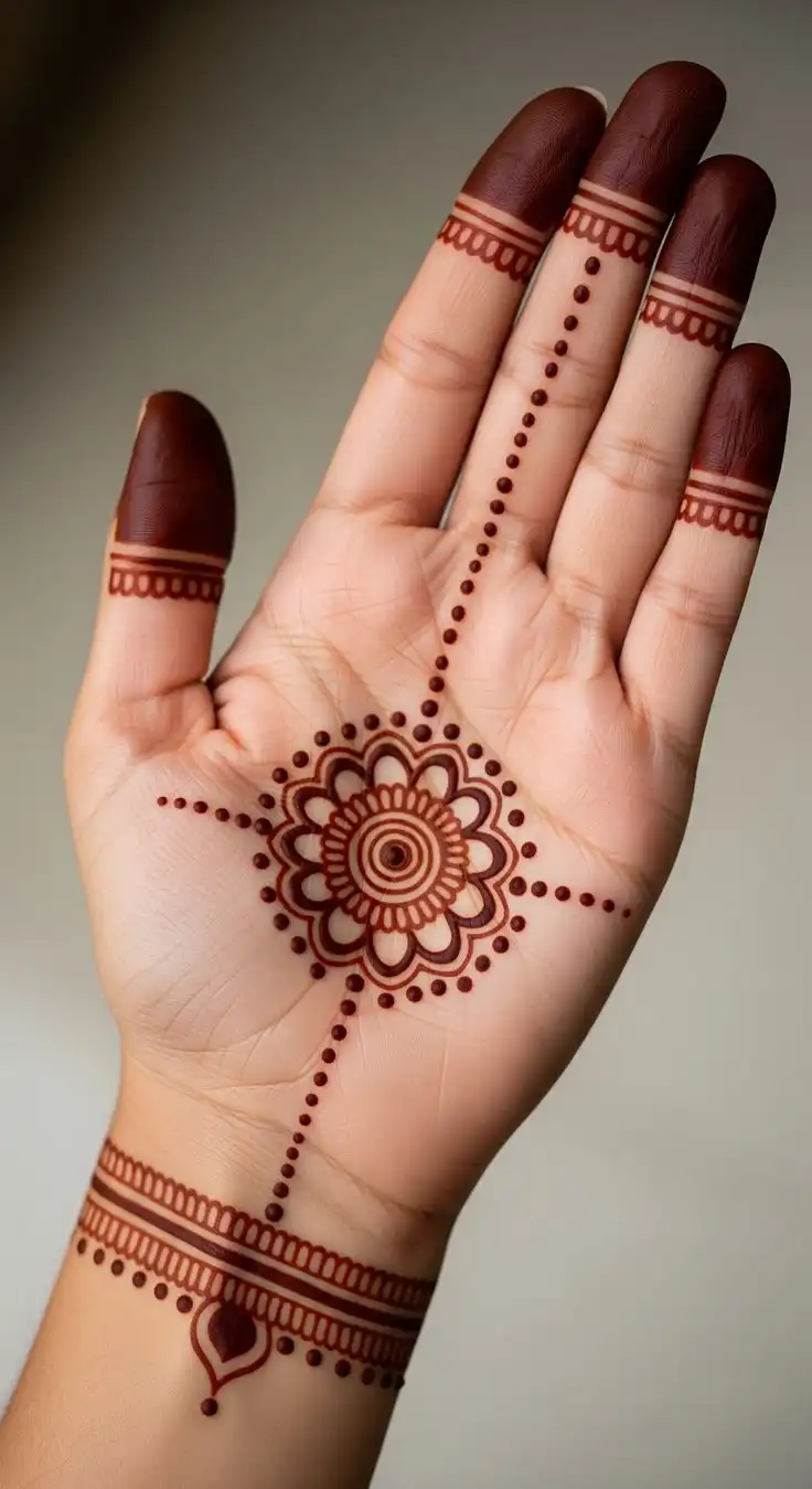 front hand simple mehndi design photo