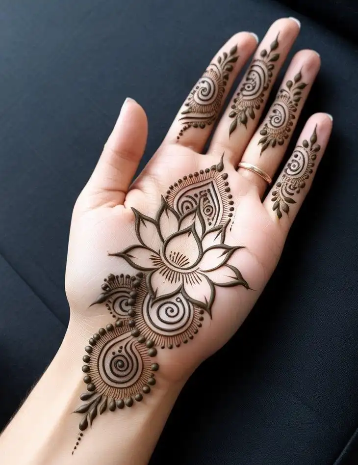 front hand simple mehndi design photos