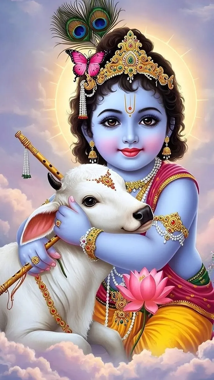 Krishna With Cow Pic