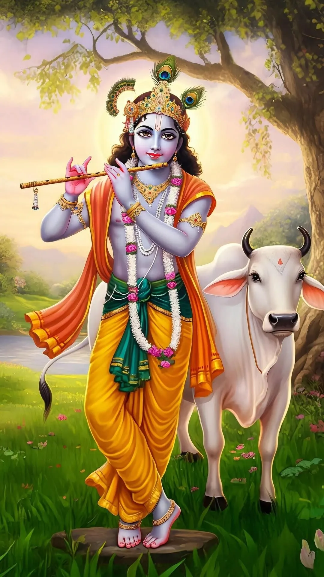 Krishna With Cow Picture