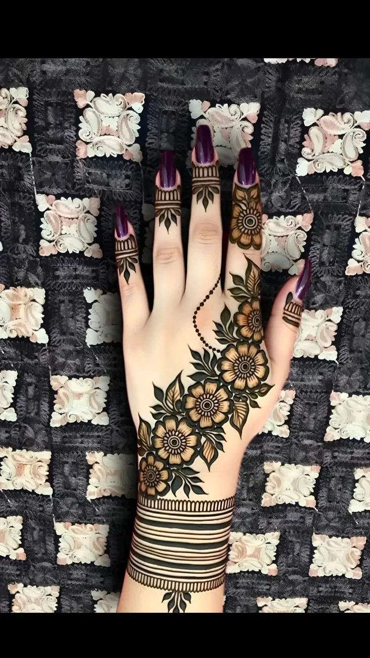 left hand back mehndi design image