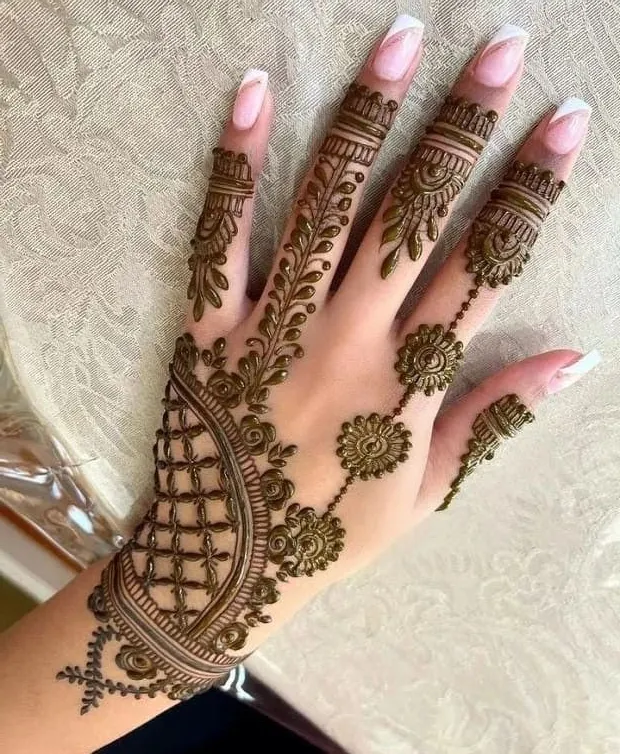 left hand back mehndi design photo