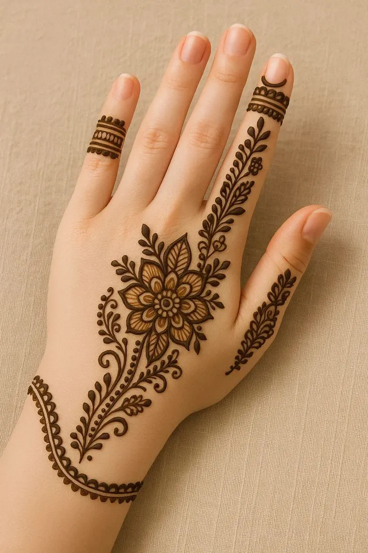 left hand back mehndi design pic