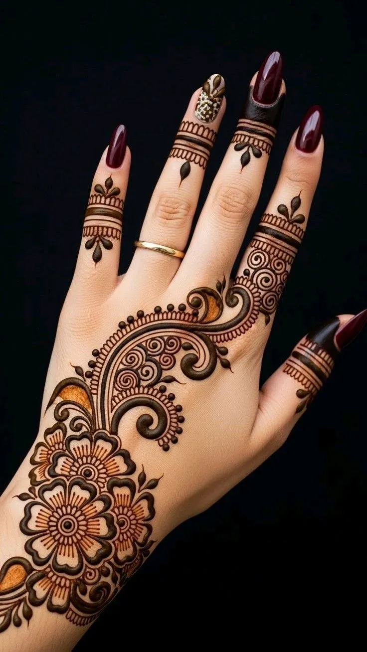 left hand back mehndi design picture