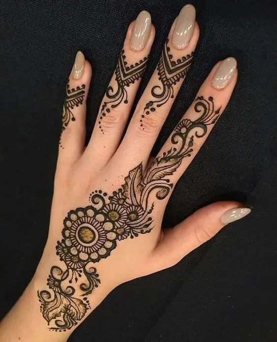 modern back hand mehndi design photo