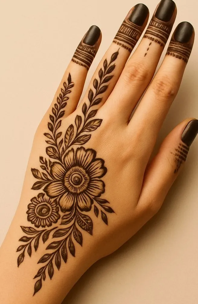 modern back hand mehndi design photo