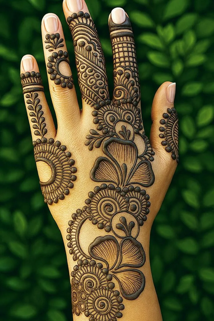 modern back hand mehndi design pic