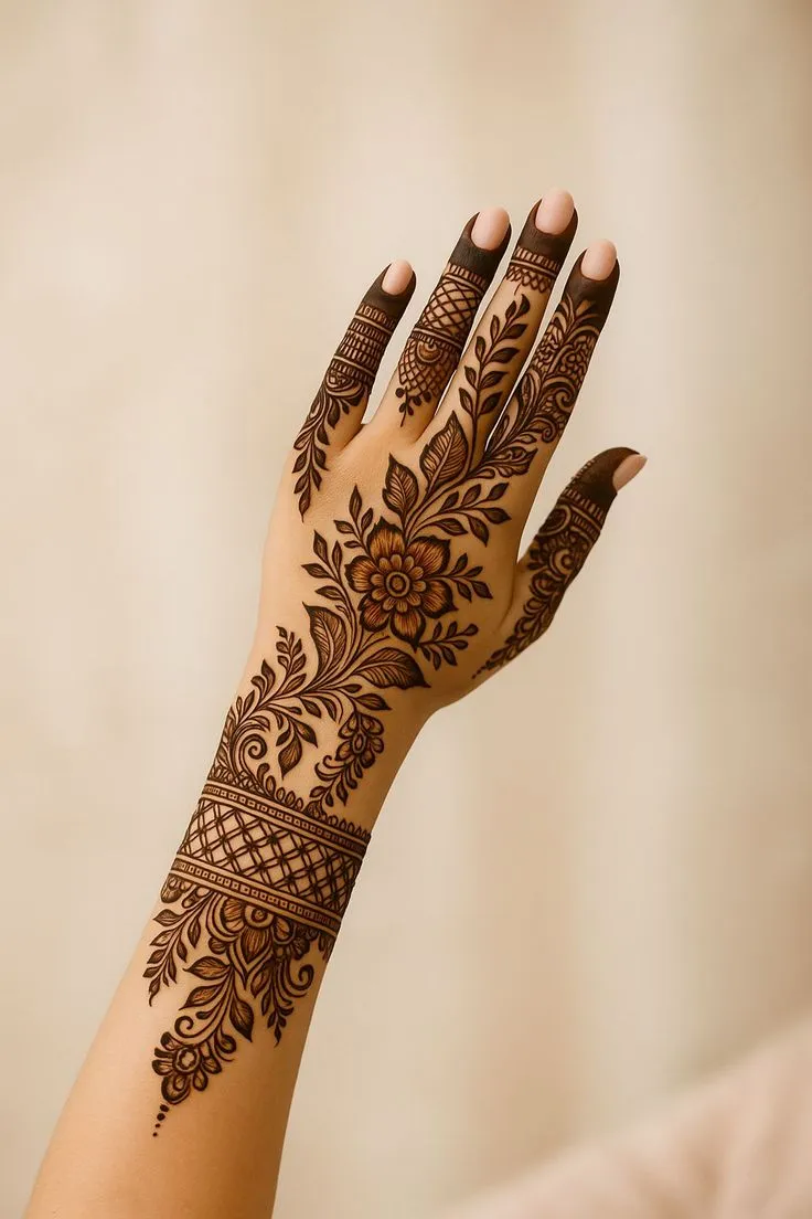 modern back hand mehndi design picture