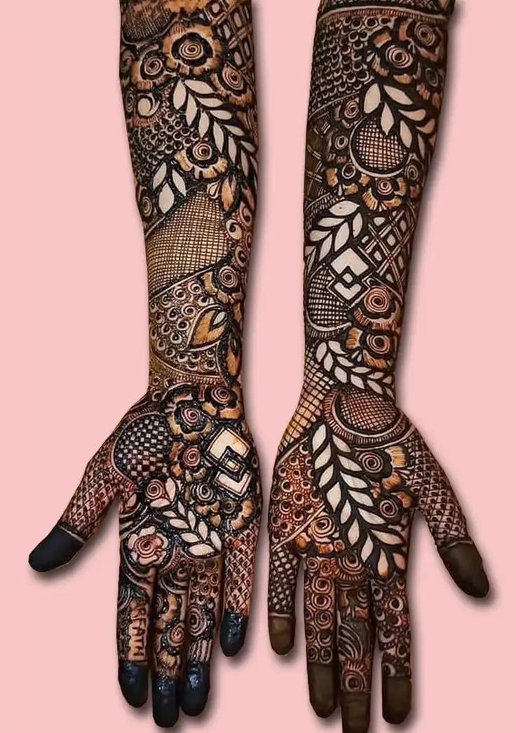 modern full hand mehndi design pic