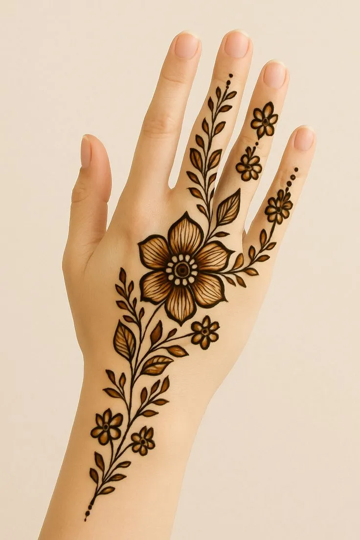 right hand back side mehndi design image