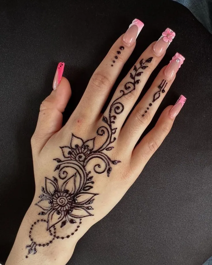 right hand mehndi design back