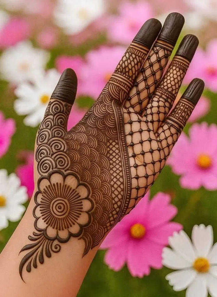 Simple Front Hand Mehndi Design New Pic