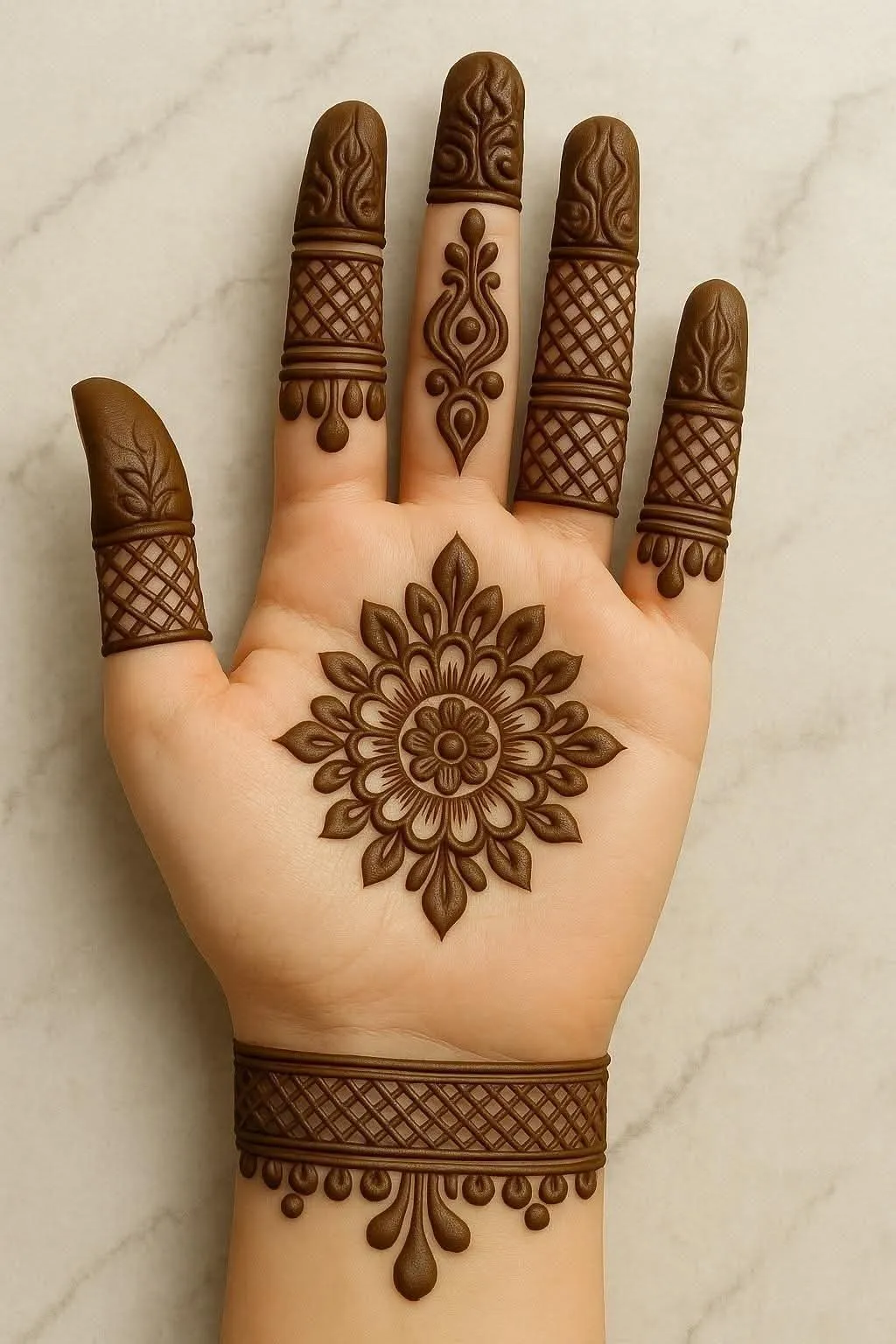 Simple Front Hand Mehndi Design New Pics