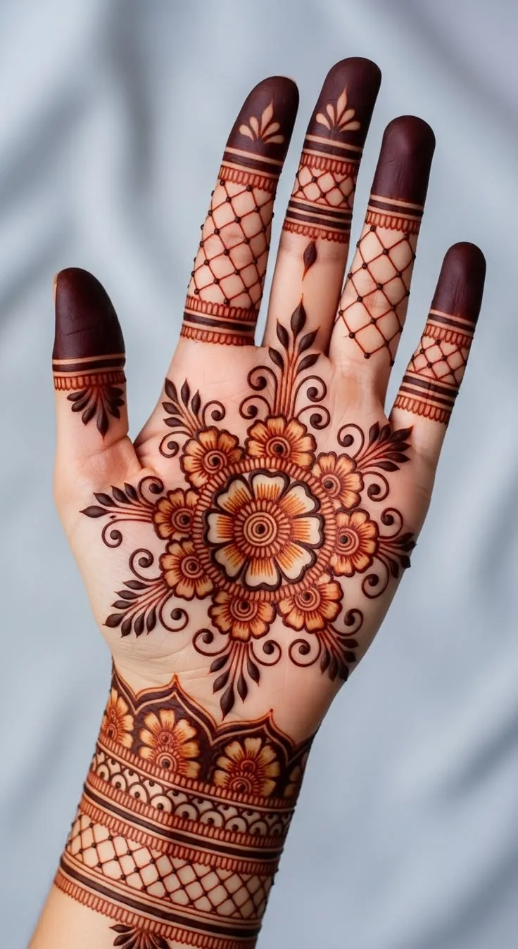 Simple Front Hand Mehndi Design New Picture