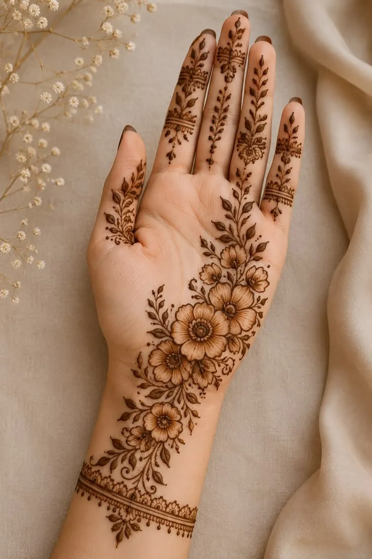 Simple Front Hand Mehndi Designs Pic