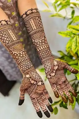 simple full hand mehndi design image