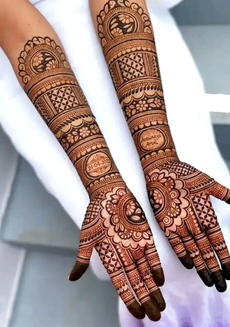 simple full hand mehndi design photo
