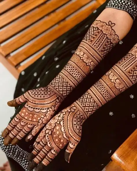 simple full hand mehndi design pics
