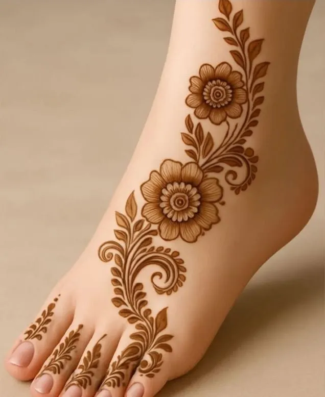 Simple Leg Mehndi Design Photos