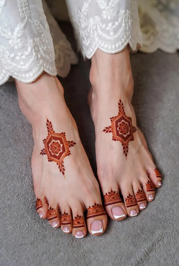 simple leg mehndi design pic