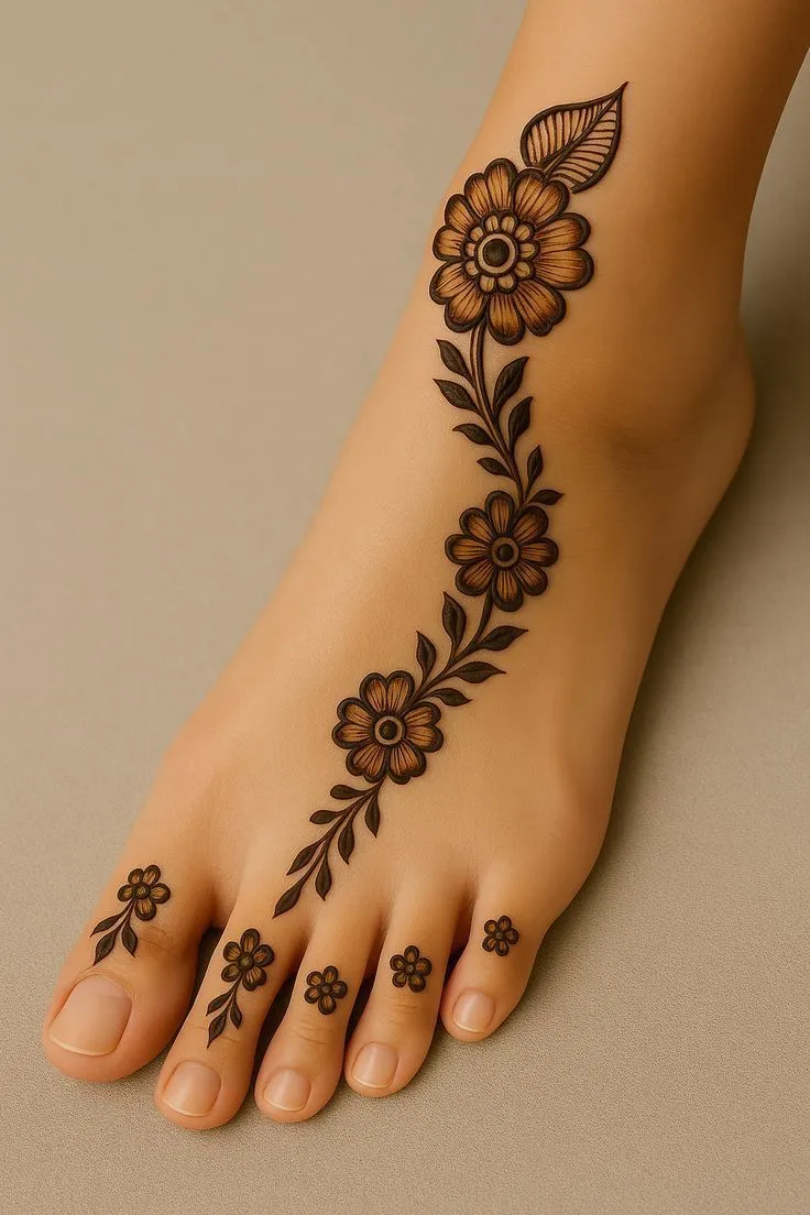 simple leg mehndi design